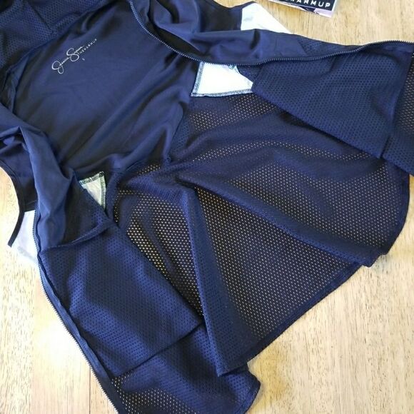 jessica Simpson Hooded Jogger Vest Windbreaker Reflective Warm Up Top - Picture 6 of 8